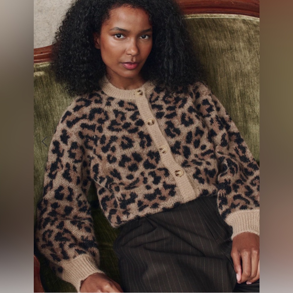 THE GREAT. Windsor Cardigan in Leopard. Size 1. - Picture 3 of 5